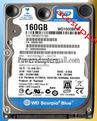 Laptop for 2.5" SATA 160GB WD WD1600BEVT 5400RPM Hard Drive